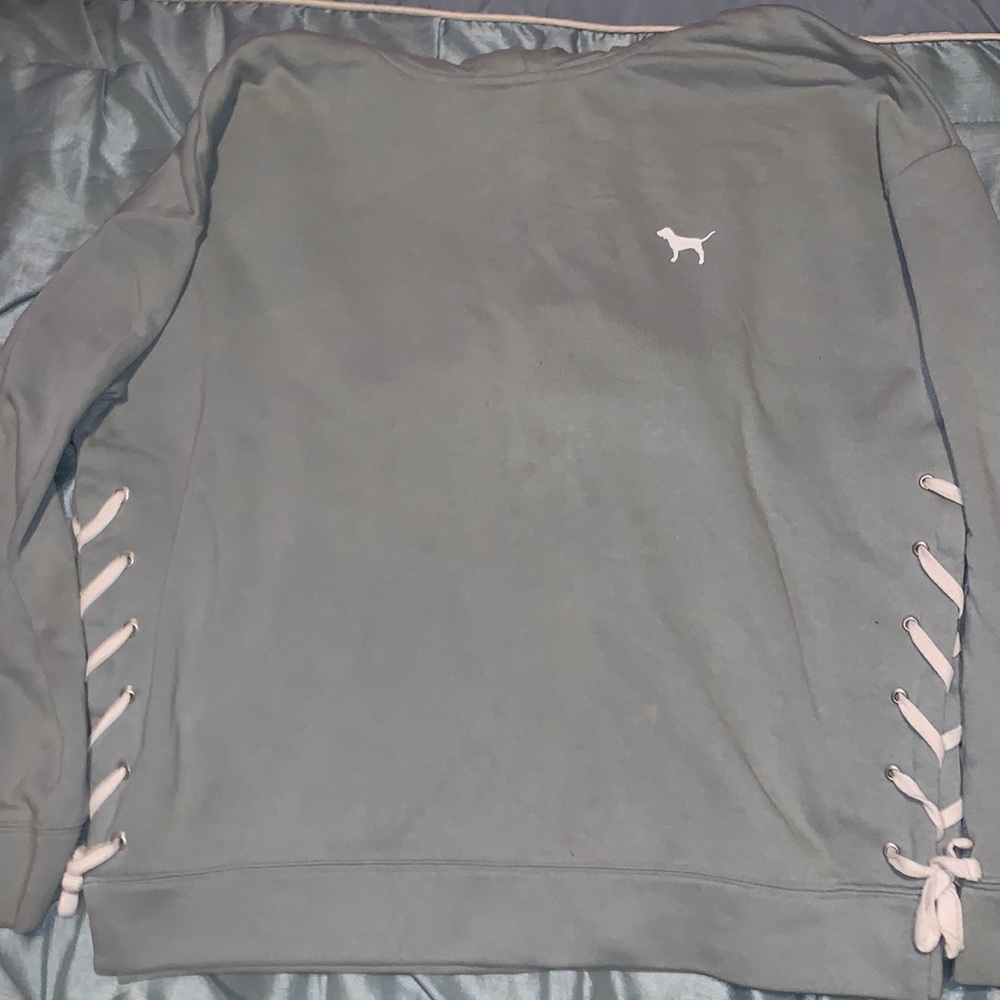 Victoria pink :) teal slit bow tie hoodie